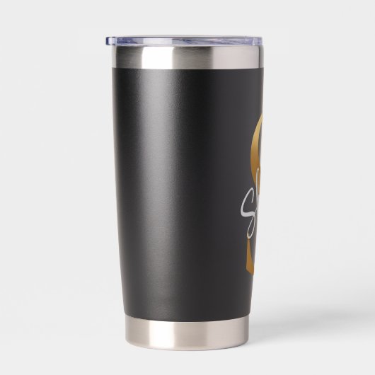 Gold Monogram S - Shine Motivational Black Tumbler Thermobecher (Rechts)