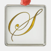 Gold Monogram S Silbernes Ornament (Vorne)