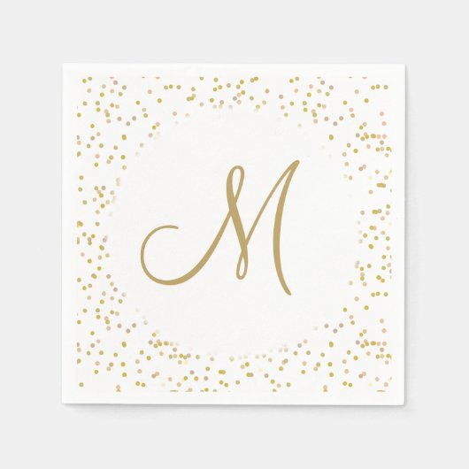 Gold Monogram Script Gold Dust Serviette (Vorderseite)