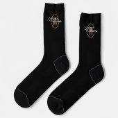 Gold Monogram Script Name Elegant Black Socken (Linkes Detail)