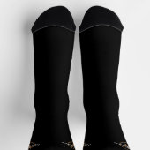 Gold Monogram Script Name Elegant Black Socken (Oben)