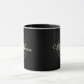 Gold Monogram Script Name Elegant Black Tasse (Zentrum)