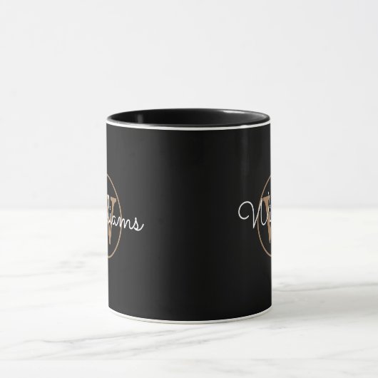 Gold Monogram Script Name Elegant Black Tasse (Zentrum)