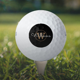 Gold Monogram Script Name Elegant Golfball