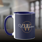 Gold Monogram Script Name Navy Blue Tasse