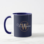 Gold Monogram Script Name Navy Blue Tasse (Links)