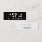 Gold Monogram Script Schwarzer Hintergrund Mini Visitenkarte (Vorne/Hinten)