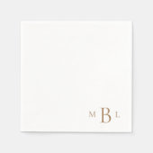 Gold Monogram Simple Wedding Cocktail Serviette (Vorderseite)