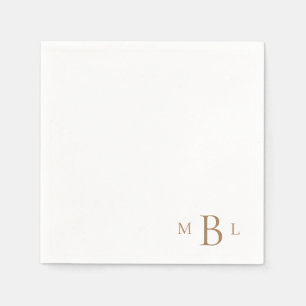 Gold Monogram Simple Wedding Cocktail Serviette