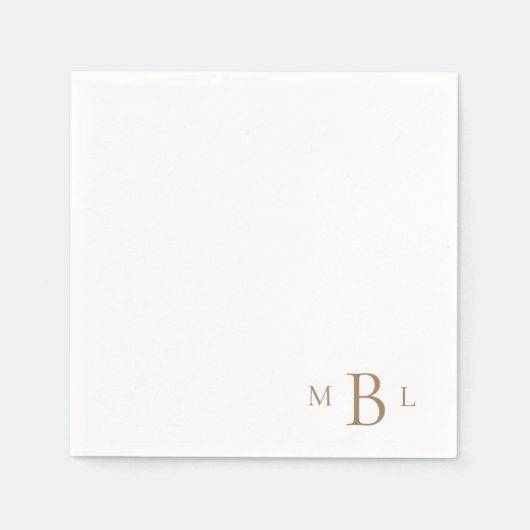 Gold Monogram Simple Wedding Cocktail Serviette (Vorderseite)
