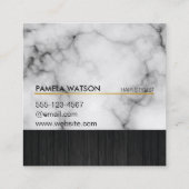 Gold Monogram Square Marmor Quadratische Visitenkarte (Rückseite)