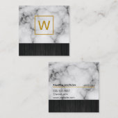 Gold Monogram Square Marmor Quadratische Visitenkarte (Vorne/Hinten)