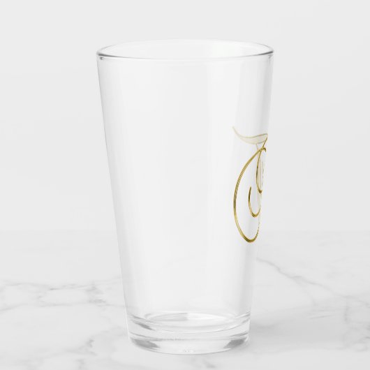 Gold Monogram T Glas (Rechts)