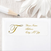 Gold Monogram T Maßgeschneiderte Rücksendeadressen (Insitu)