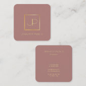 Gold Monogram Template Luxus Premium Silk Finish Quadratische Visitenkarte (Vorne/Hinten)