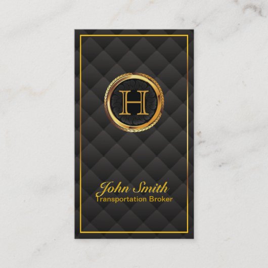 Gold Monogram Transport Broker Business Card Visitenkarte (Vorderseite)
