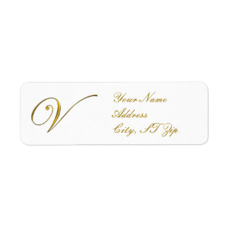 Gold Monogram V Maßgeschneiderte Rücksendeadressen