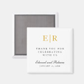 Gold Monogram Vielen Dank Elegant Wedding Gevor Magnet (Vorderseite/Rückseite)