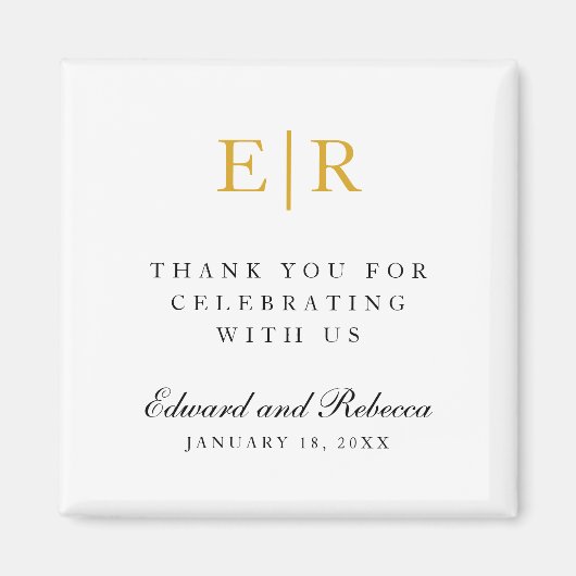 Gold Monogram Vielen Dank Elegant Wedding Gevor Magnet (Vorne)