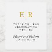 Gold Monogram Vielen Dank für Ihre elegante Hochze Weinetikett (Einzelnes Label)