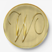 Gold Monogram W Wedding Custom Monogram Weddings Pappteller (Vorderseite)