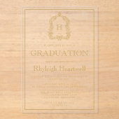 Gold Monogram Wappen Graduation Party Acryleinladungen (Vorderseite)