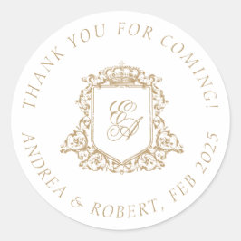 Gold Monogram Wappen Wedding Vielen Dank Runder Aufkleber
