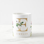 Gold Monogram Watercolor Floral Botanic Kaffeetasse (Mittel)