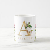 Gold Monogram Watercolor Floral Botanic Kaffeetasse (Mittel)