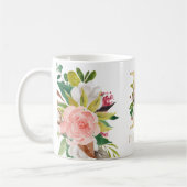 Gold Monogram Watercolor Floral Botanic Kaffeetasse (Links)