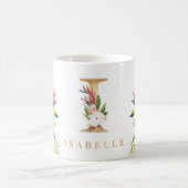 Gold Monogram Watercolor Floral Botanic Kaffeetasse (Mittel)