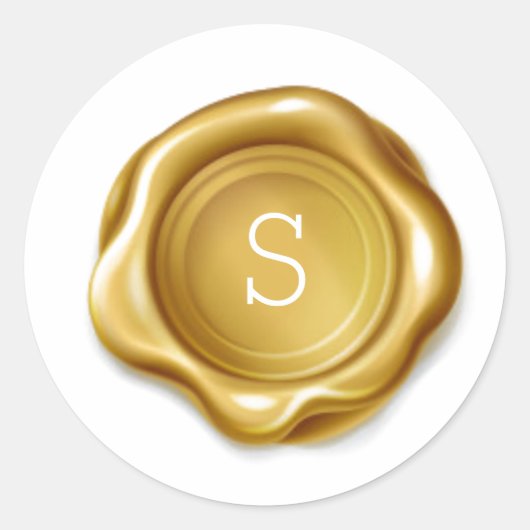 Gold Monogram Wax Melt Siegel Metallic Look Sticke Runder Aufkleber (Vorderseite)