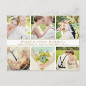 Gold Monogram Wedding Foto Collage Vielen Dank Postkarte (Vorderseite)