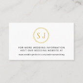 Gold Monogram Wedding Website Visitenkarte (Vorderseite)