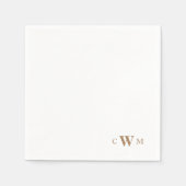 Gold Monogram White Cocktail Serviette (Vorderseite)