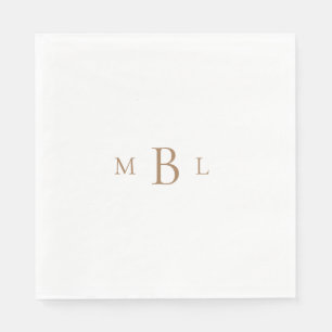 Gold Monogram White Elegant Hochzeitsessen Serviette