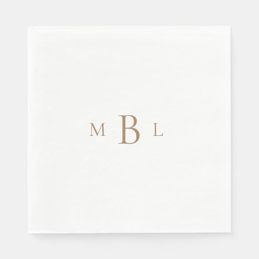 Gold Monogram White Elegant Hochzeitsessen Serviette (Vorderseite)