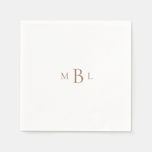 Gold Monogram White Elegant Wedding Cocktail II Serviette (Vorderseite)