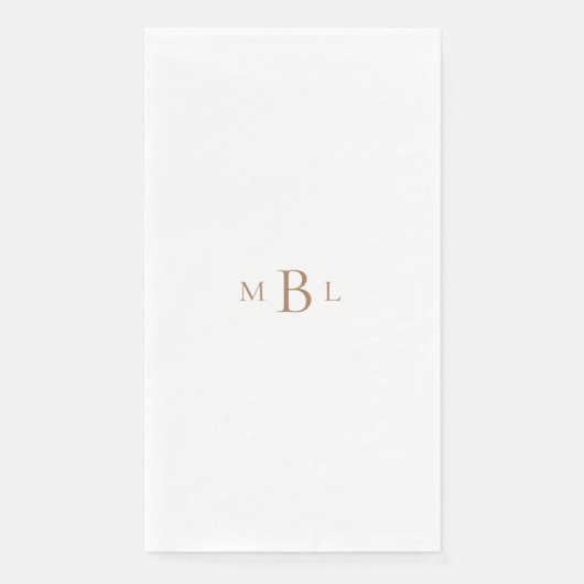 Gold Monogram White Elegant Wedding Serviette (Vorderseite)
