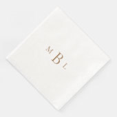 Gold Monogram White Elegant Wedding Serviette (Ecke)