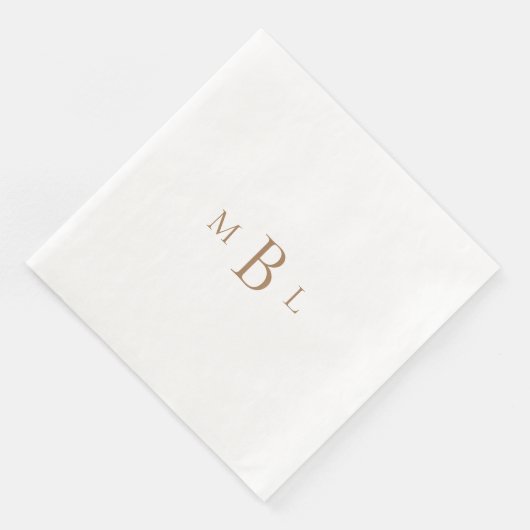 Gold Monogram White Elegant Wedding Serviette (Ecke)
