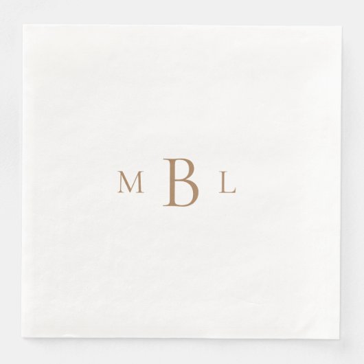 Gold Monogram White Elegant Wedding Serviette (Vorderseite)