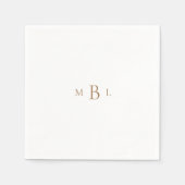 Gold Monogram White Elegante Wedding Cocktail Serviette (Vorderseite)