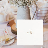 Gold Monogram White Elegante Wedding Cocktail Serviette