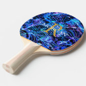 Gold Monogram & White Name Crystal Abstract Design Tischtennis Schläger (Vorderseite)