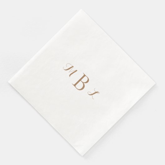 Gold Monogram White Wedding Serviette (Ecke)
