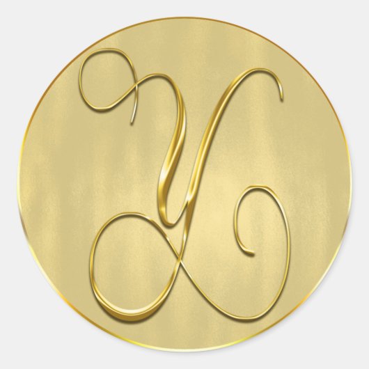 Gold Monogram Y Siegel Runder Aufkleber (Vorderseite)