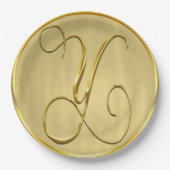 Gold Monogram Y Wedding Custom Monogram Weddings Pappteller (Vorderseite)