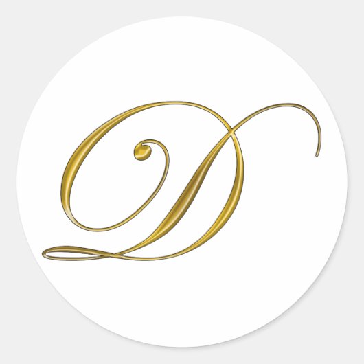 Gold Monogramm Anfangsbuchstabe D Aufkleber (Vorderseite)