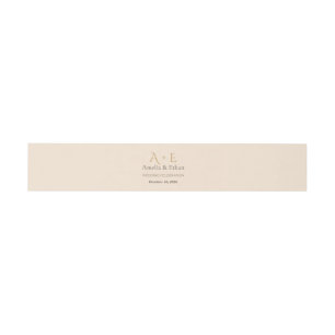 Gold Monogramm-Bauchband   Hochzeitsumschlag Einladungsbanderole